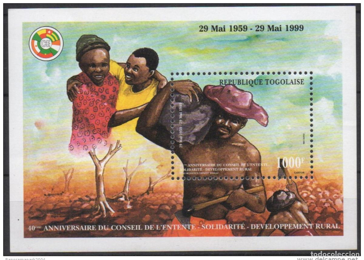 Sellos: Togo 1999 - Mi. Bl. Bloque de aniversario del Consejo la Entente A447 1000F RARE
