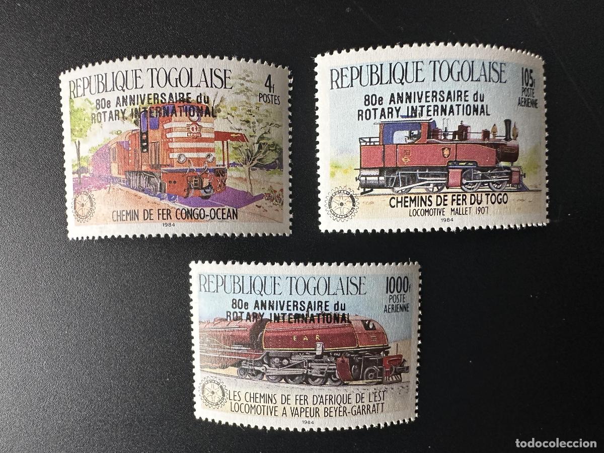 Sellos: Togo 1985 mayo de 1911 a 1915 sobrecarg&oacute; los trenes ferroviarios del Rotary Club International