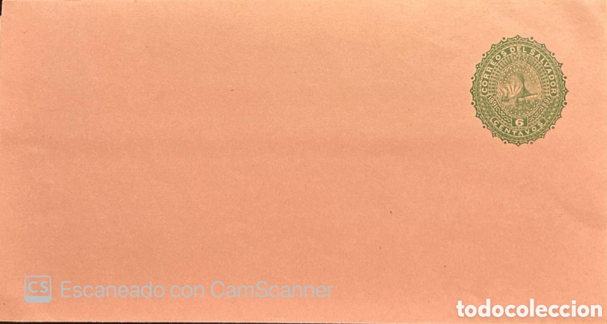 Sellos: CA)El Salvador + 1891 + Postal History + Light brown envelope with green imprinted &ldquo;CORREOS DEL SALV