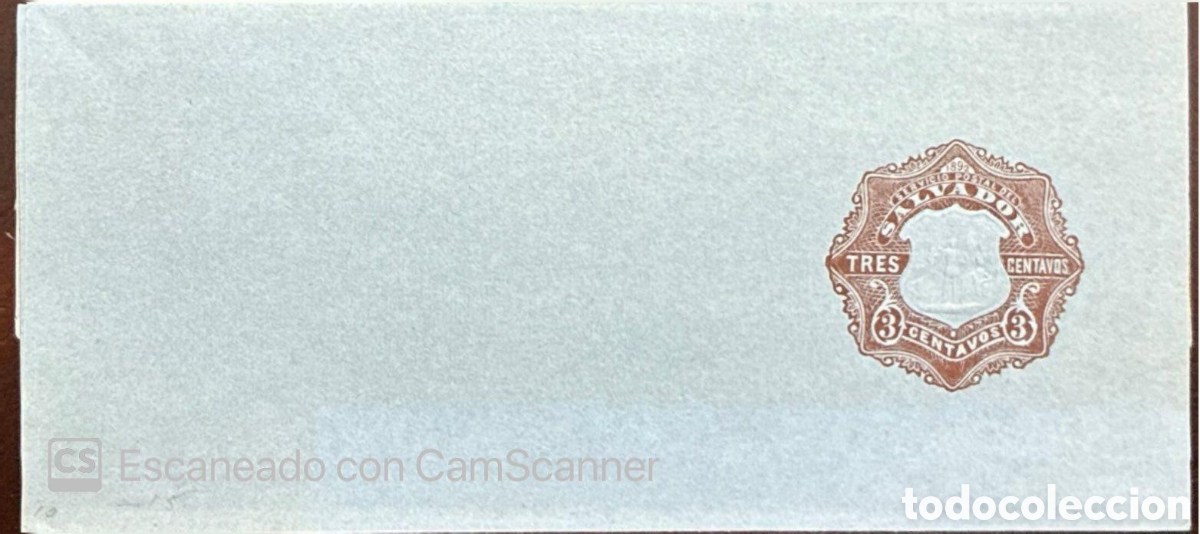 Sellos: CA)El Salvador + 1899 + Postal History + Light blue envelope with brown imprinted &ldquo;SERVICIO POSTAL D