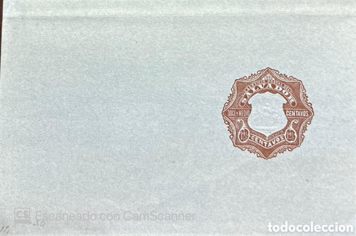 Sellos: CA)El Salvador + 1892 + Postal History + Light gray envelope with brown imprinted &ldquo;SERVICIO POSTAL D