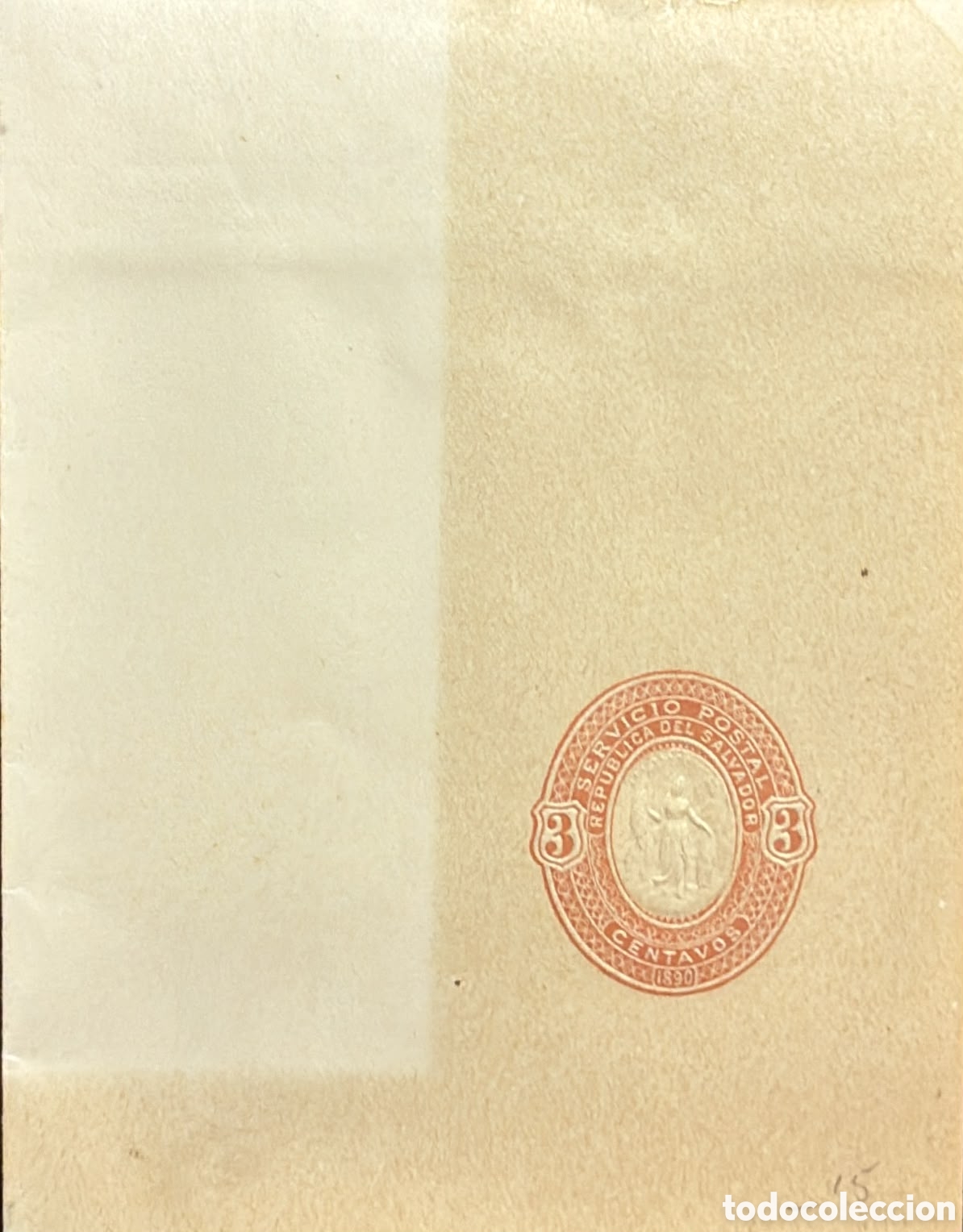 Sellos: CA)El Salvador + 1890 + Postal History + Beige envelope with red imprinted &ldquo;SERVICIO POSTAL REP&Uacute;BLIC