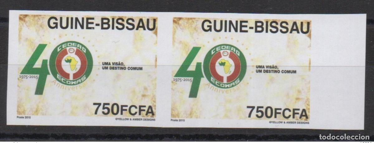 Sellos: ULTRA RARO IMPERF PAIR 750F VAL GUINE-BISSAU 2015 Edici&oacute;n conjunta de la CEDEAO