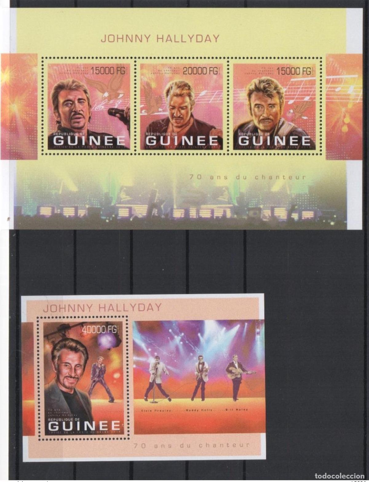 Sellos: Hoja y libreta oficial de Johnny Hallyday Guinea 2013 Nuevo