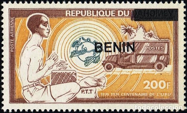 Sellos: Ben&iacute;n 2009 Mi. 1537 sobrecargado BENIN en Dahomey UPU centenario PTT