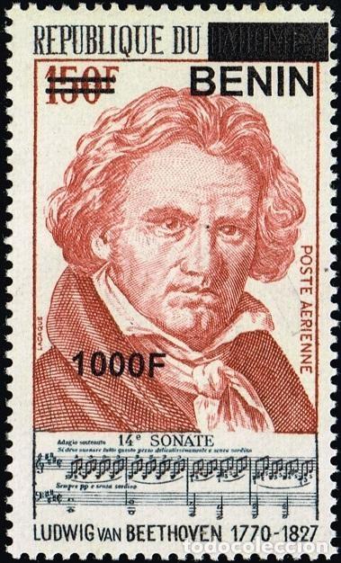 Sellos: Ben&iacute;n 2009 Mi. 1628 sobrecargado Beethoven m&uacute;sica compositor sonata