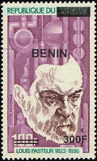 Sellos: Ben&iacute;n 2009 Mi. 1566 sobrecargado Louis Pasteur ciencia correo a&eacute;reo