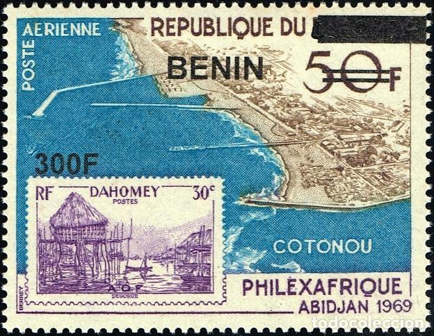 Sellos: Ben&iacute;n 2009 Mi. 1600 sobrecargado Philexafrique Cotonou correo a&eacute;reo