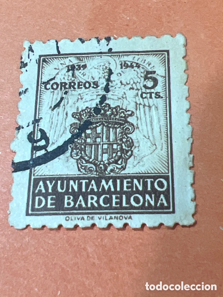 Sellos: S77. SELLO DE ESPA&Ntilde;A AYUNTAMIENTO DE BARCELONA 5 CTS