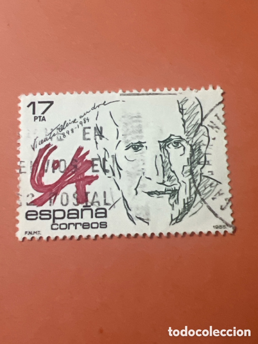 Sellos: S118. ESPA&Ntilde;A 1985. PERSONAJES. VICENTE ALEIXANDRE (1898-1984). EDIFIL N&ordm; 2808