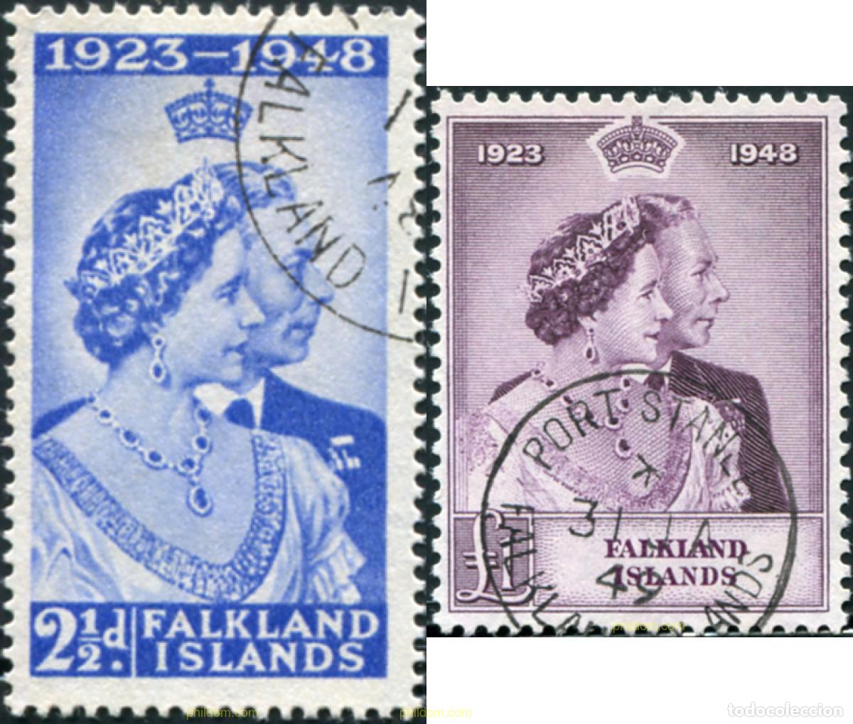 Sellos: 783663 USED FALKLAND 1948 BODAS DE PLATA DE LA PAREJA REAL
