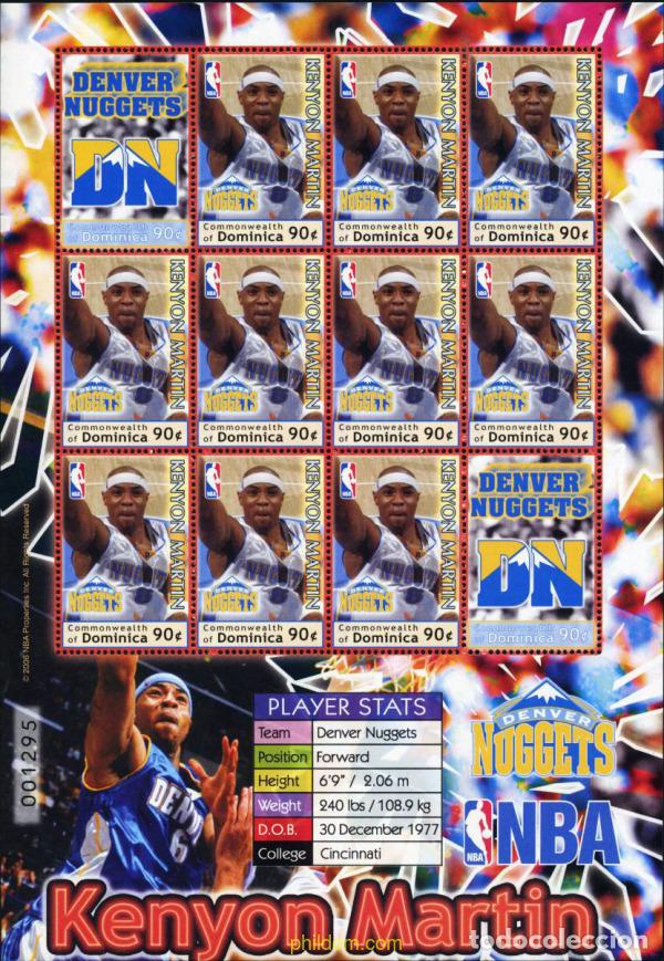 Sellos: 195152 MNH DOMINICA 2006 LIGA NBA