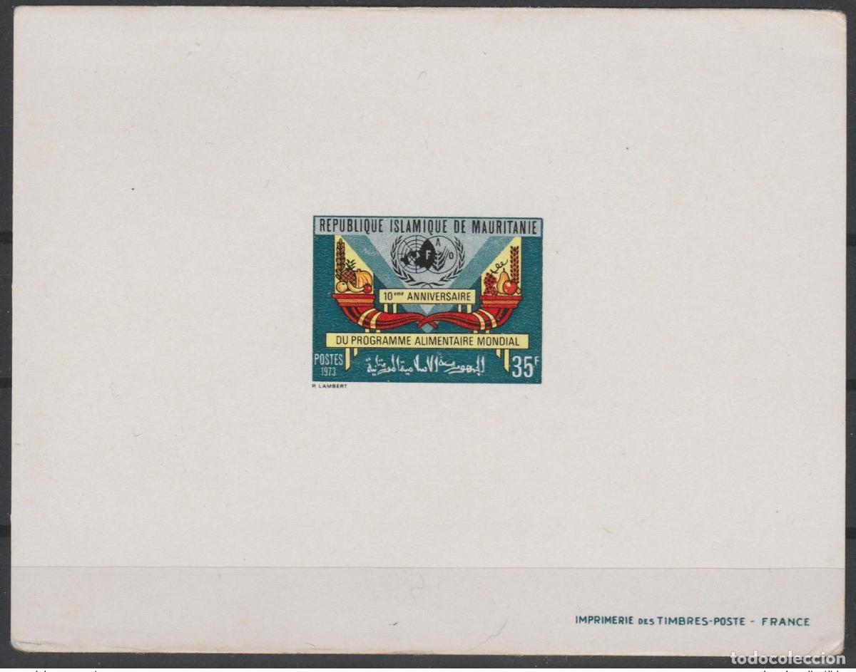 Sellos: Mauritania 1973 Mi. 454 Luxury Proof 10&ordm; aniversario Frutas de la FAO
