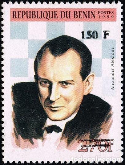 Sellos: Ben&iacute;n 2000 Mi. 1308 sobrecargado Alexander Alekhine ajedrez campe&oacute;n