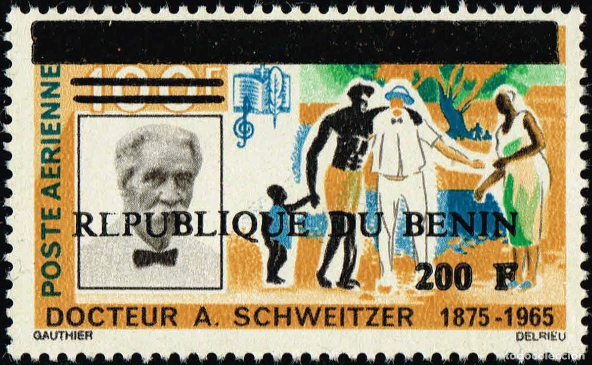 Selos: Ben&iacute;n 1994 Mi. 605 sobrecargado Albert Schweitzer correo a&eacute;reo