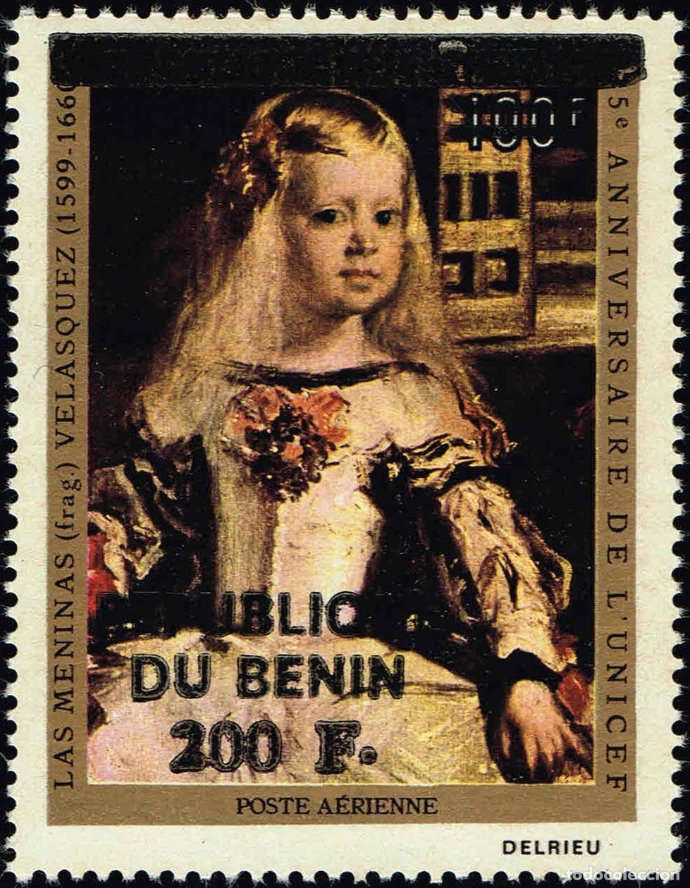 Selos: Ben&iacute;n 1994 Mi. 607 sobrecargado Vel&aacute;zquez Las Meninas UNICEF pintura