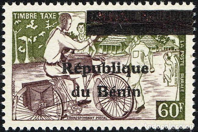 Stamps: Ben&iacute;n 1990 Mi. 15 Portomarke sobrecargado tasa correo rural bicicleta cartero