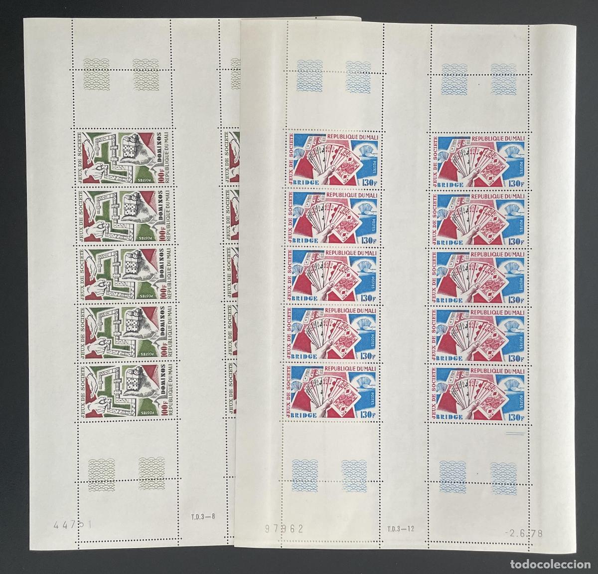 Briefmarken: Mali 1978 YT 309-310 juegos de mesa domin&oacute; bridge cartas