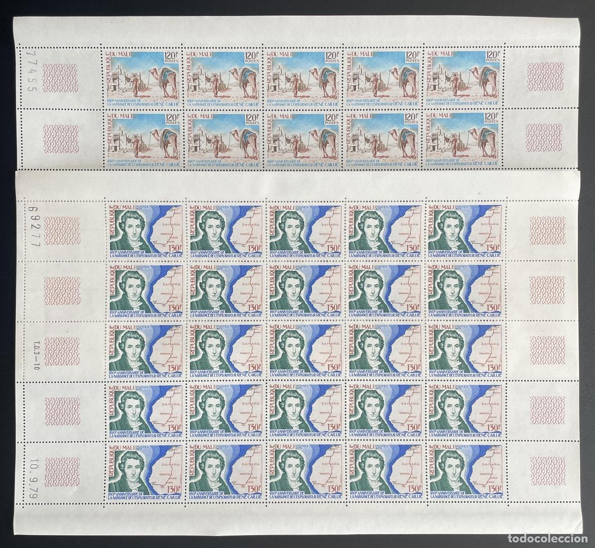 Briefmarken: Mali 1979 YT 347-348 bloque Ren&eacute; Cailli&eacute; explorador mapa Sahara