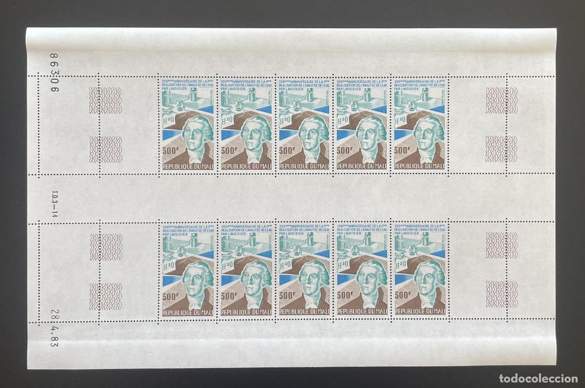 Briefmarken: Mali 1983 YT 475 bloque Lavoisier qu&iacute;mica an&aacute;lisis agua H2O ciencia