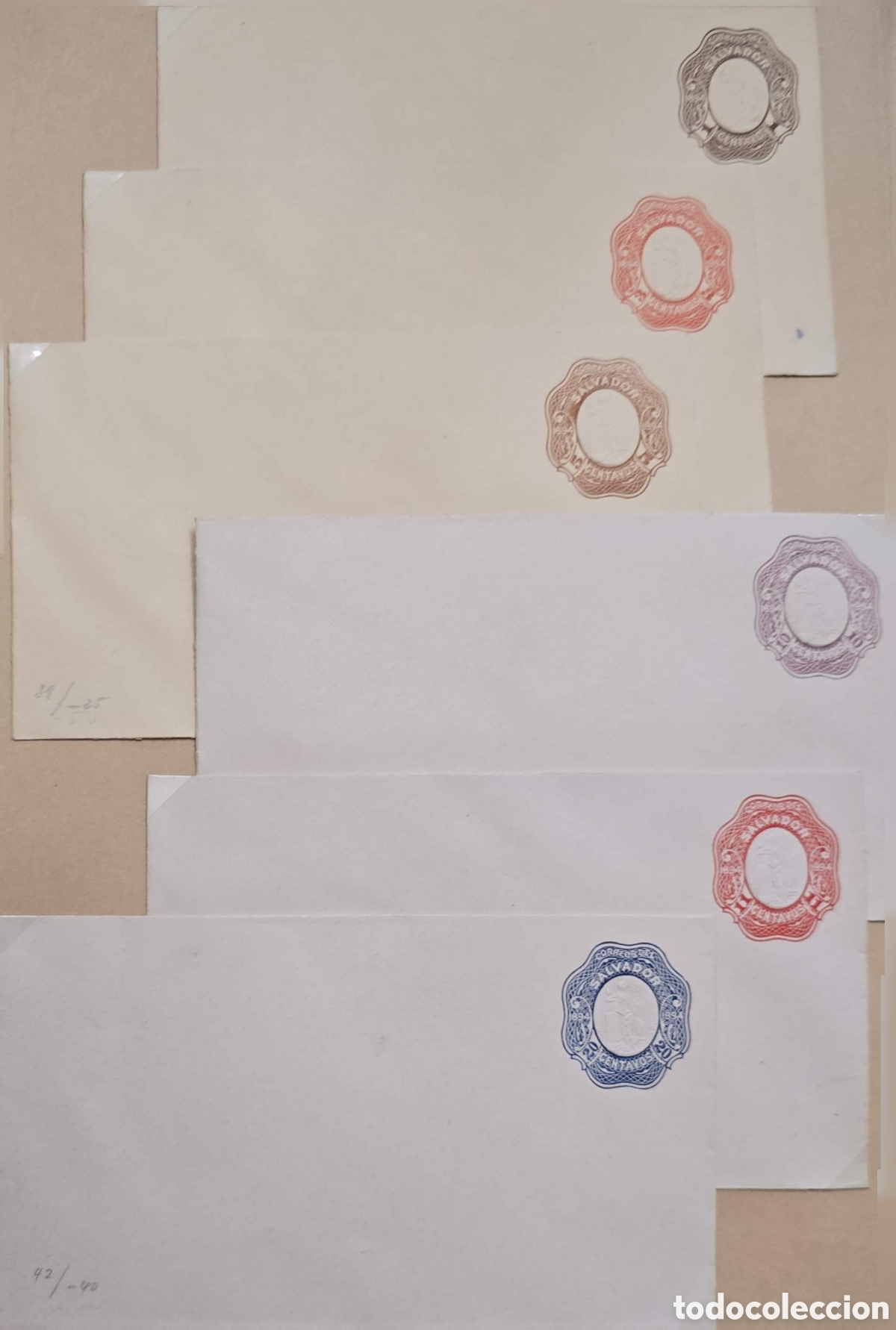 Sellos: Cy) 1890s &middot; El Salvador &middot; Lot of five postal stationery envelopes, each with imprinted centavos