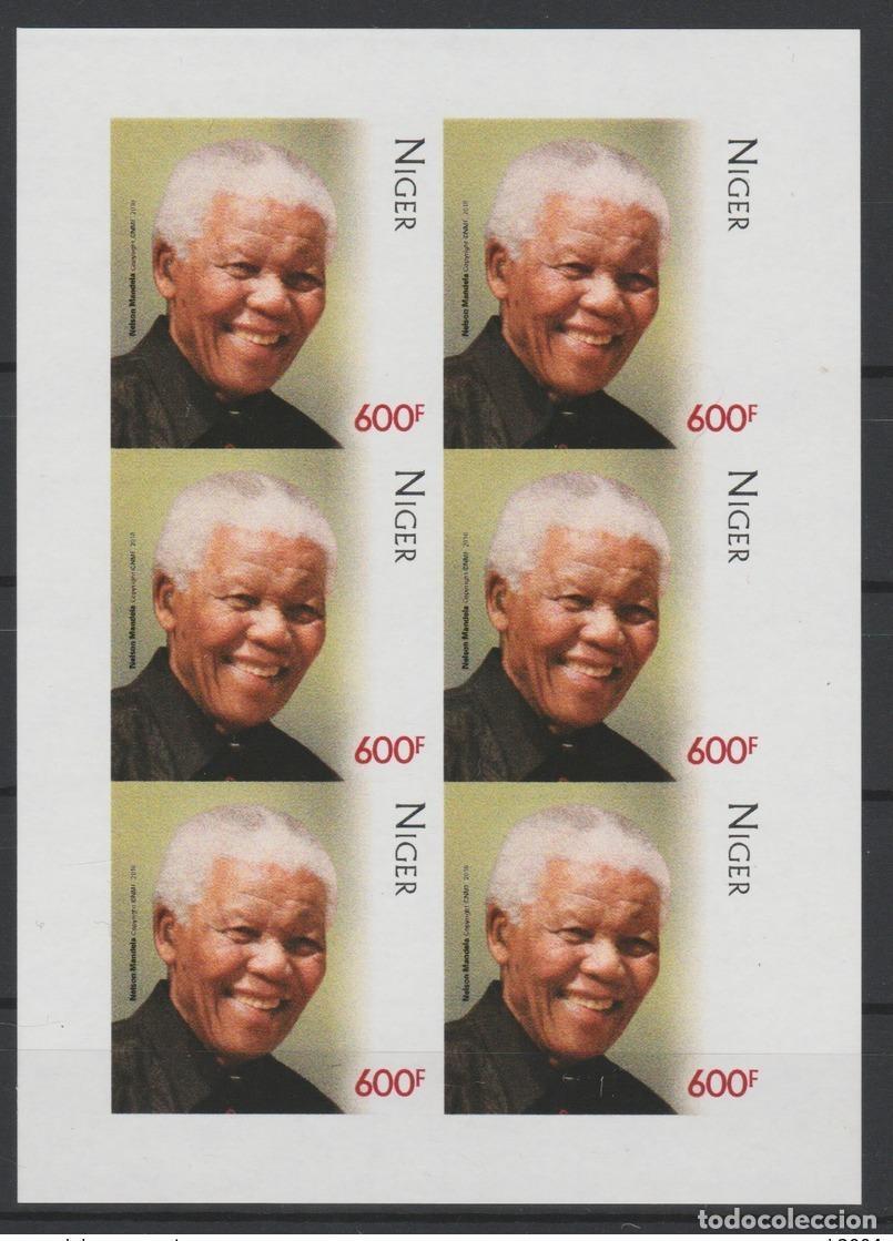 Sellos: N&iacute;ger mayo de 2018.? Edici&oacute;n conjunta M/S IMPERF ND PAN Nelson Mandela 100 a&ntilde;os