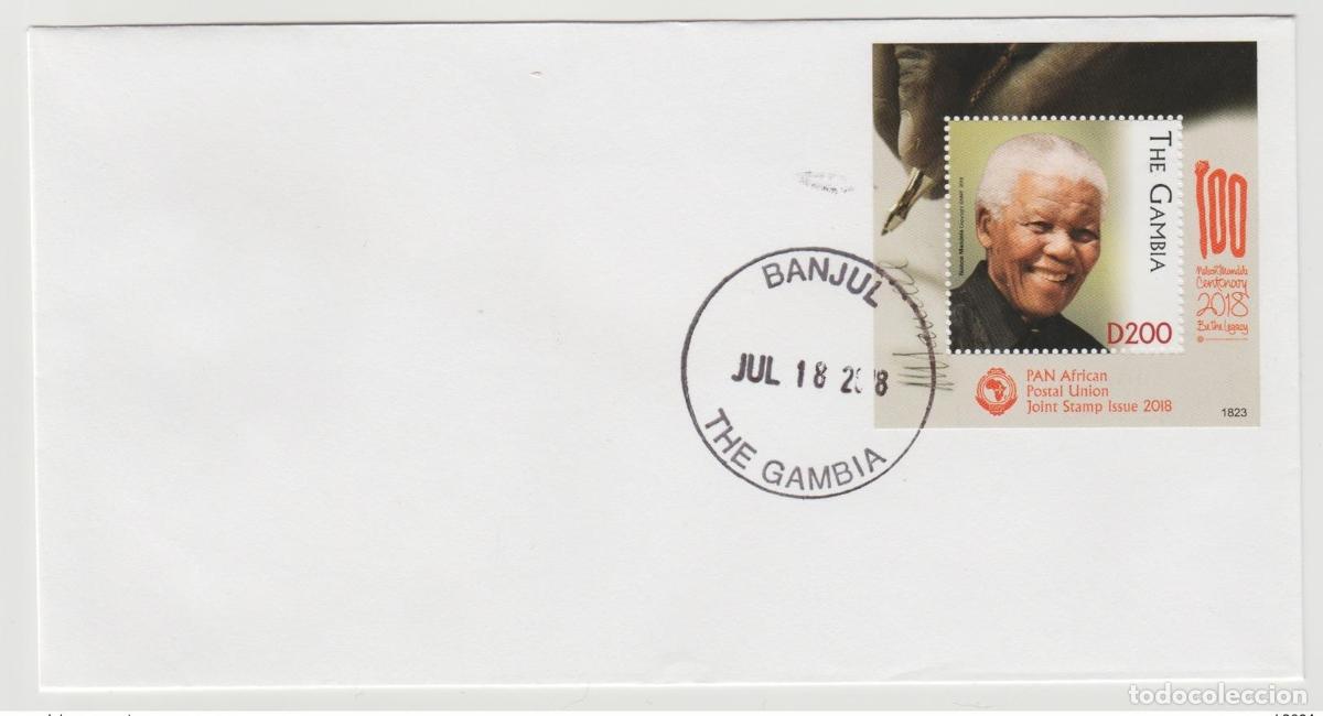 Sellos: Gambia 2018 Mi.? Edici&oacute;n conjunta FDC S/S PAN Nelson Mandela 100 a&ntilde;os