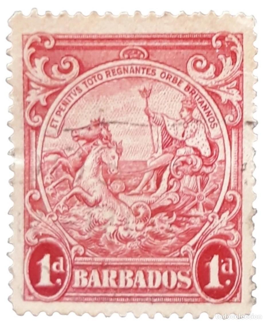 Sellos: BARBADOS 1938 -1947 Alegor&iacute;a de Barbados. Sin lnscripci&oacute;n &rdquo;POSTAGE & REVENUE&rdquo;. USADO.