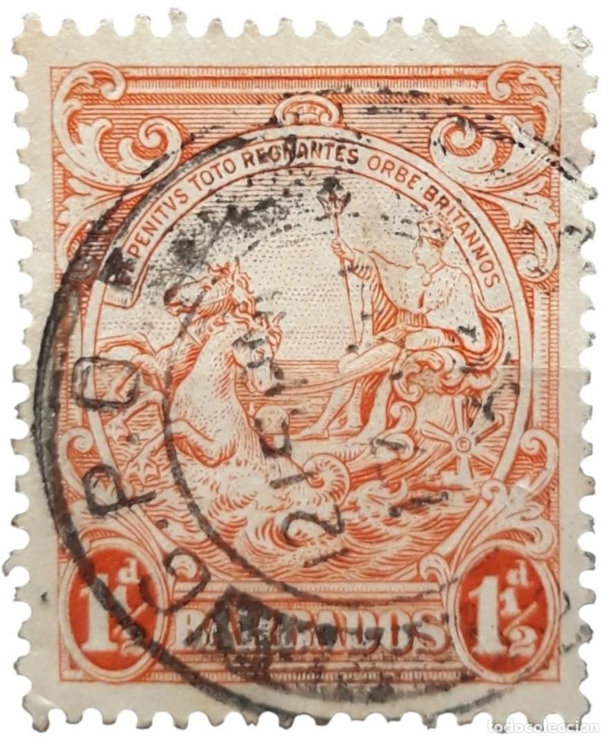 Sellos: BARBADOS 1938 -1947 Alegor&iacute;a de Barbados. Sin lnscripci&oacute;n &rdquo;POSTAGE & REVENUE&rdquo;. USADO.