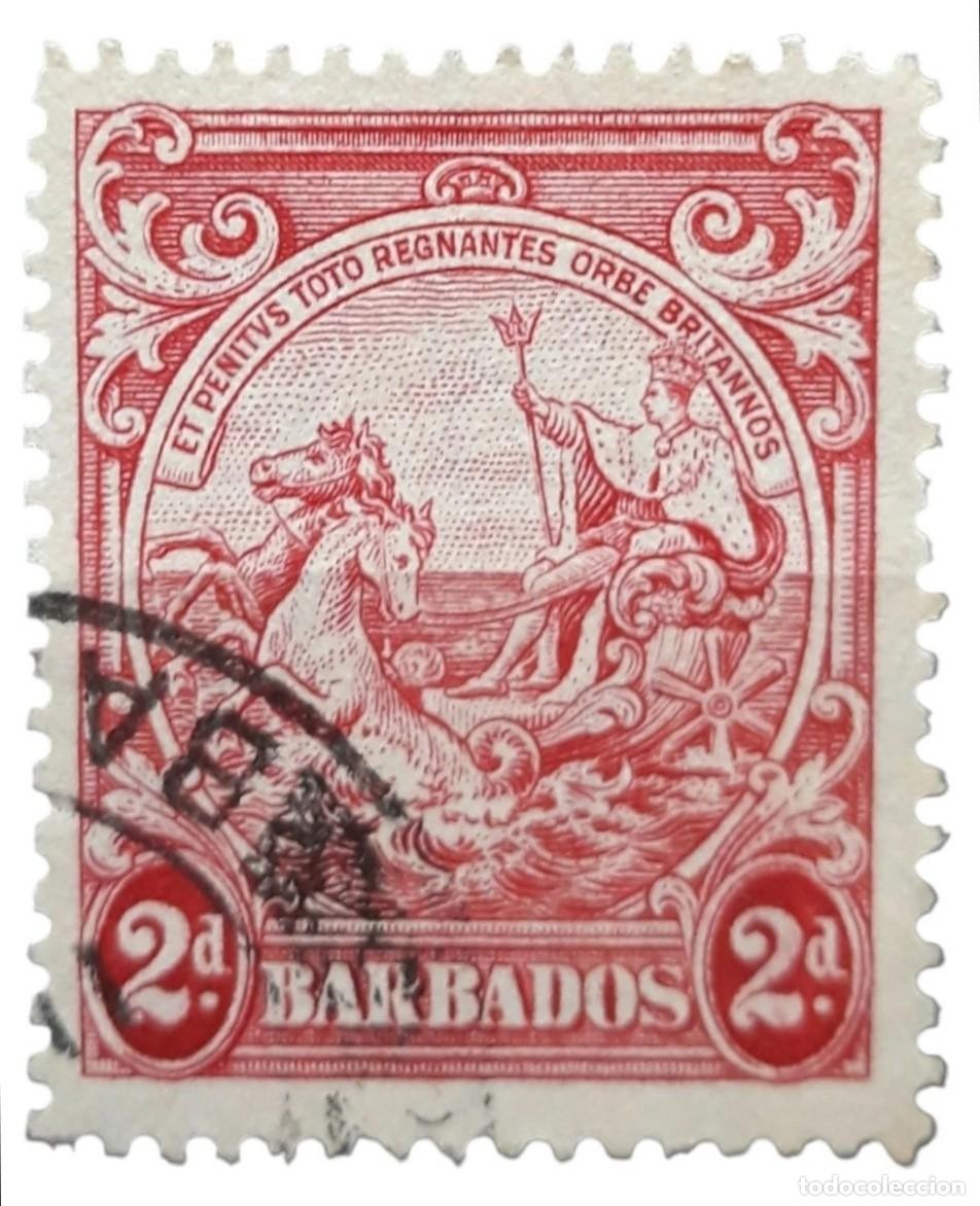 Sellos: BARBADOS 1938 -1947 Alegor&iacute;a de Barbados. Sin lnscripci&oacute;n &rdquo;POSTAGE & REVENUE&rdquo;. USADO.