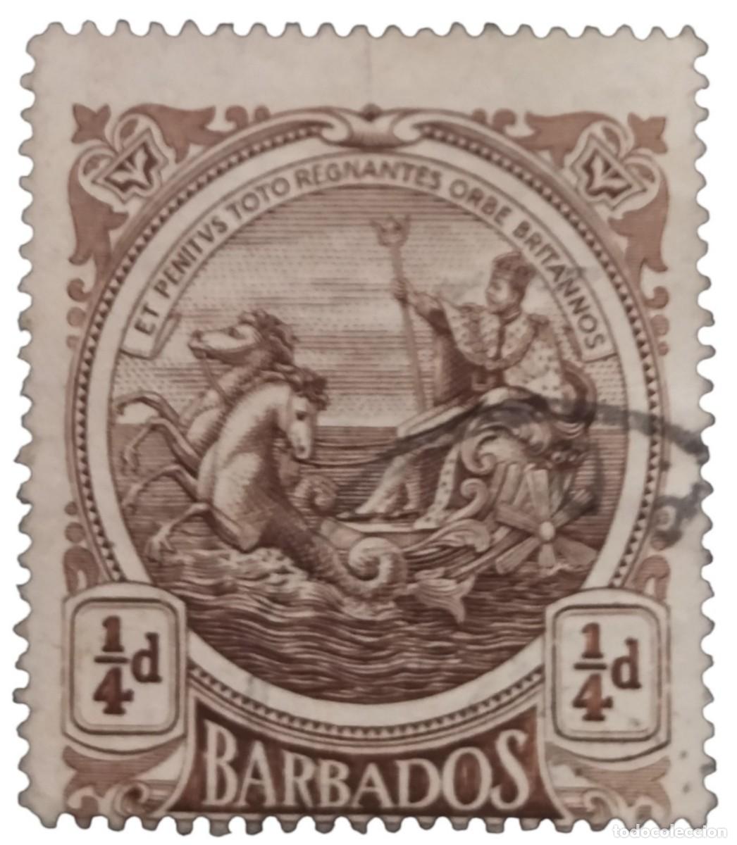 Sellos: BARBADOS 1916 Alegor&iacute;a de Barbados. USADO.