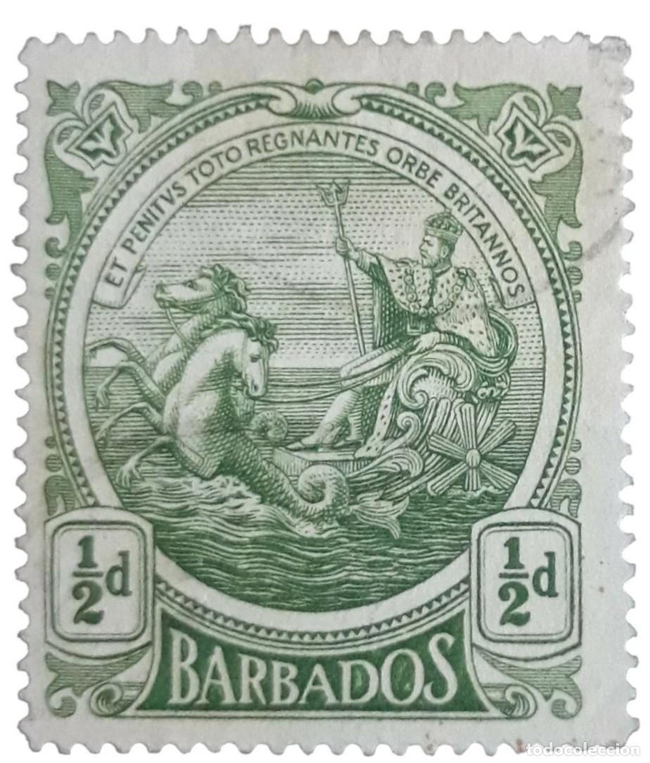 Sellos: BARBADOS 1916 Alegor&iacute;a de Barbados. USADO.