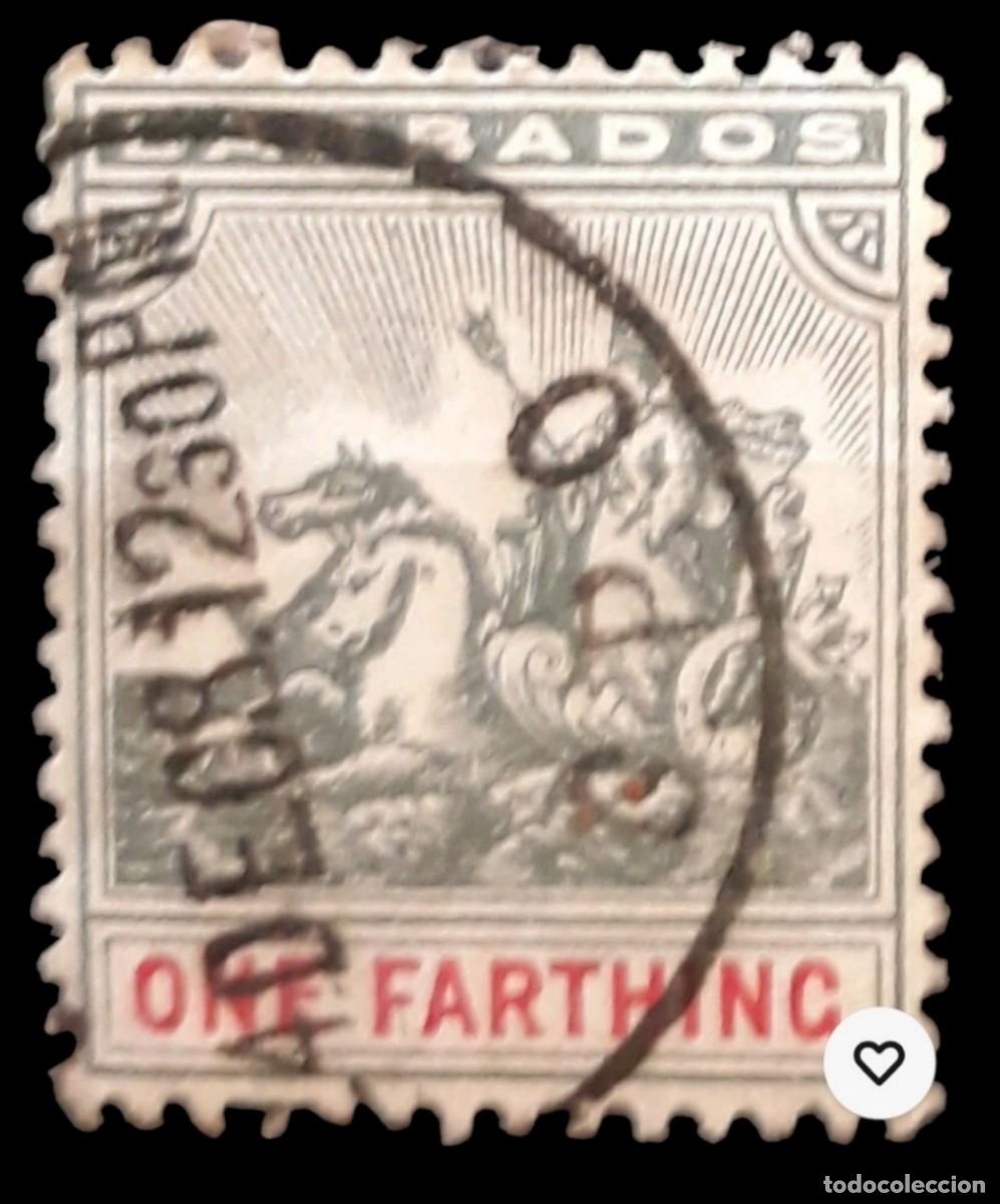 Sellos: BARBADOS 1905 -1909 Alegor&iacute;a de Barbados. USADO.