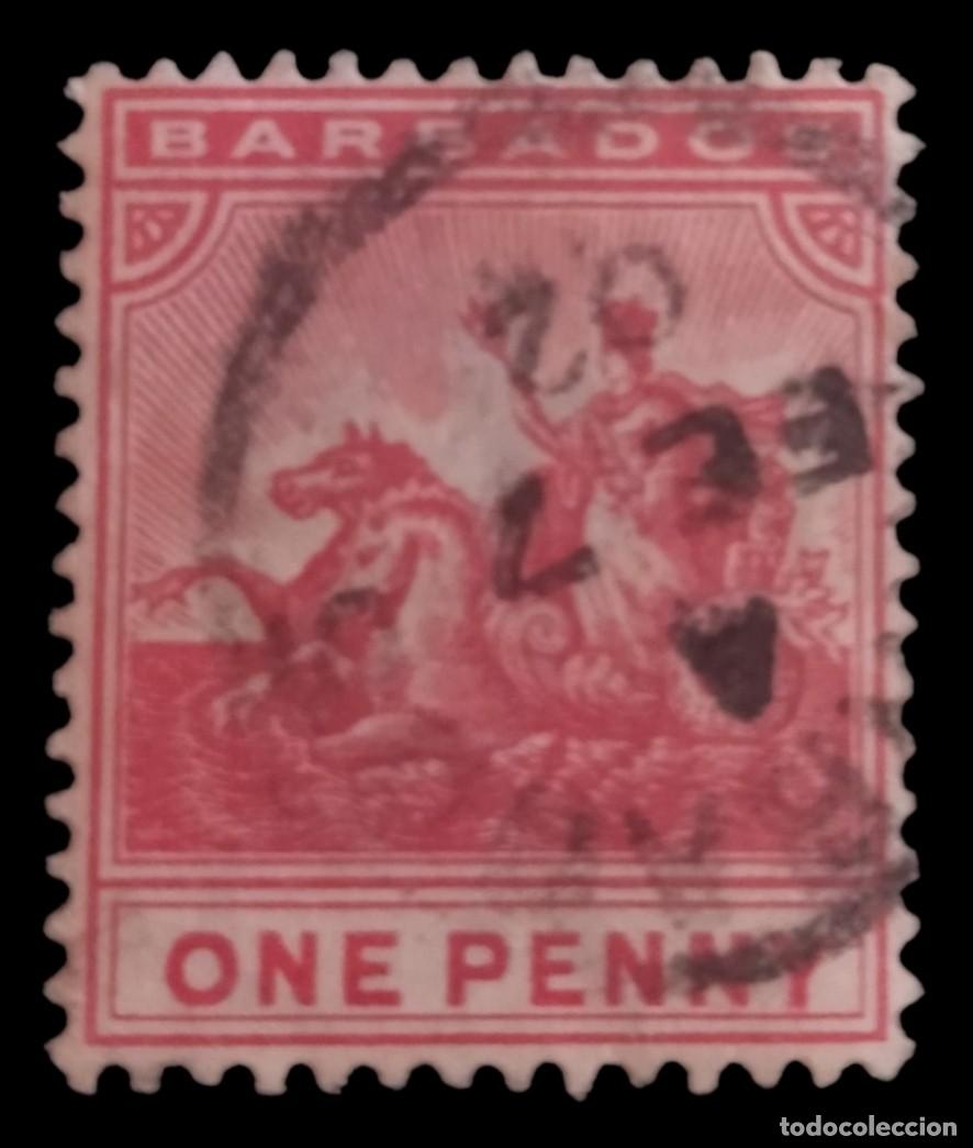Sellos: BARBADOS 1905 -1909 Alegor&iacute;a de Barbados. USADO.