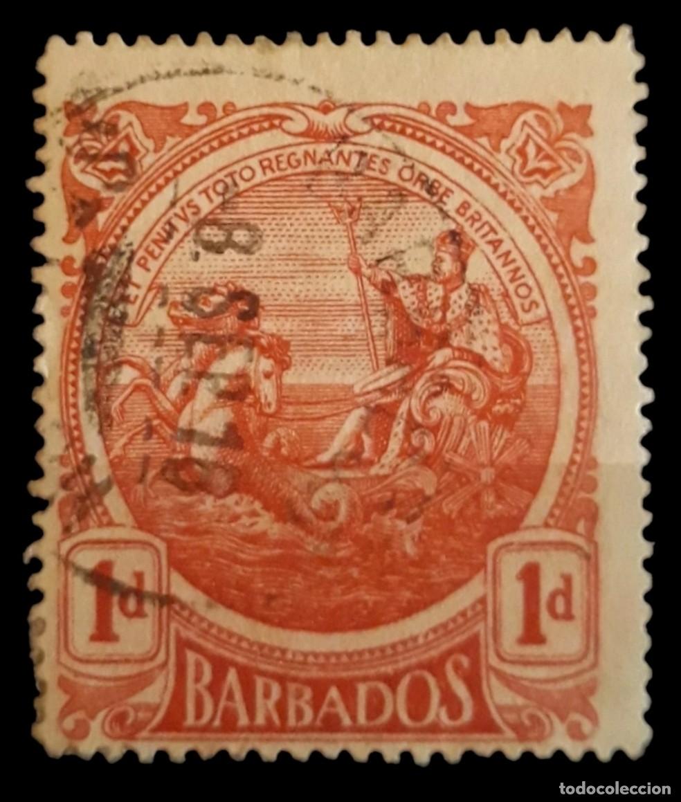 Sellos: BARBADOS 1916 Alegor&iacute;a de Barbados. USADO.