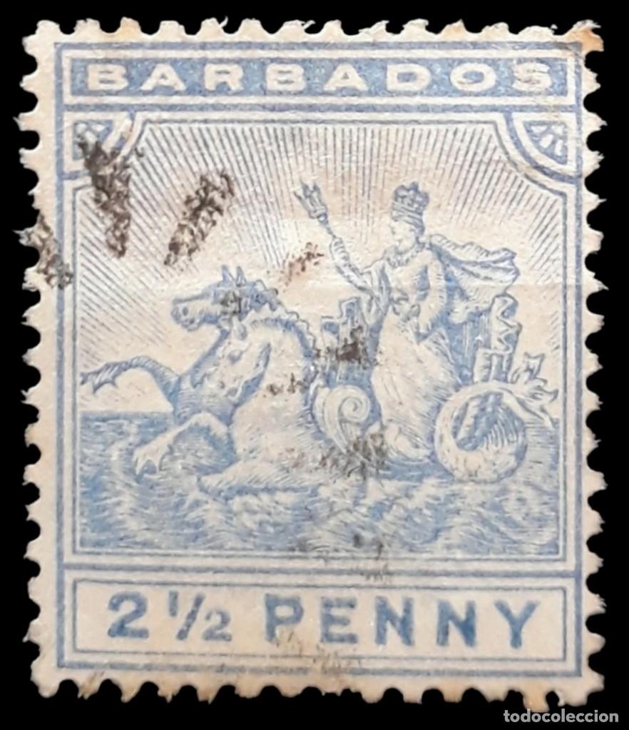 Sellos: BARBADOS 1892 -1903 Alegor&iacute;a de Barbados. USADO.
