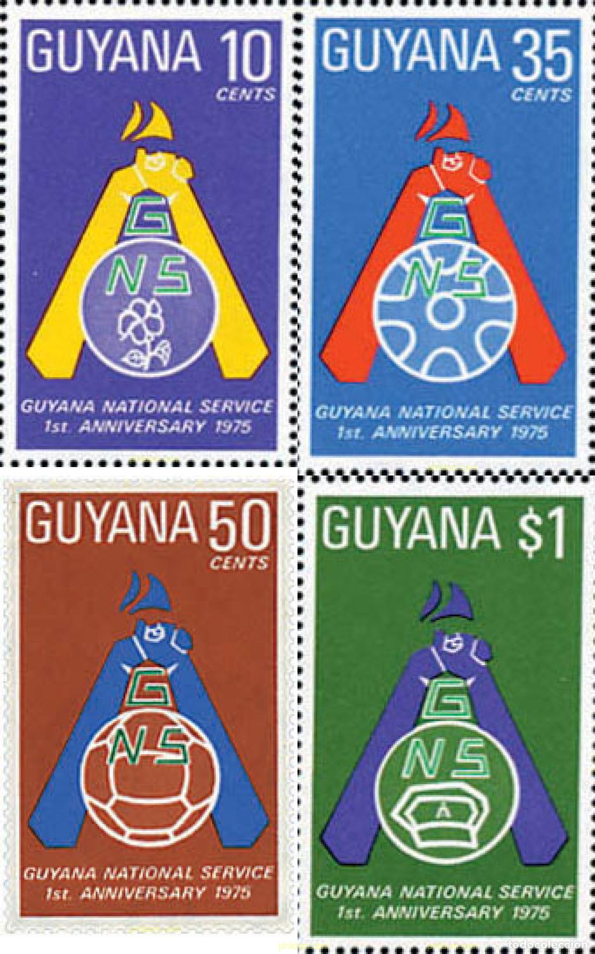 Sellos: 52548 MNH GUYANA 1975 1 ANIVERSARIO DEL SERVICIO NACIONAL