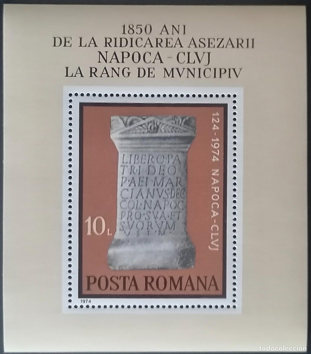 Sellos: RUMANIA 1974 - HB ANIVERSARIO FUNDACI&Oacute;N CLUJ-NAPOCA .
