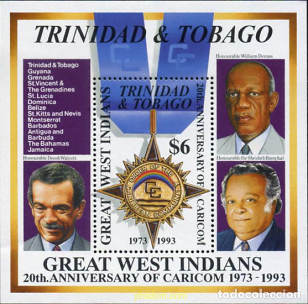 Sellos: 34628 MNH TRINIDAD Y TOBAGO 1994 20 ANIVERSARIO DEL CARICOM