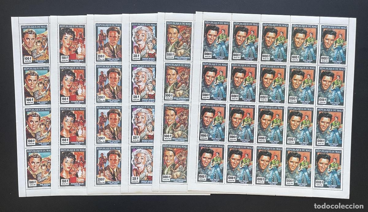 Sellos: Mali 1994 YT 630-635 hoja Elvis Presley Monroe Douglas cine