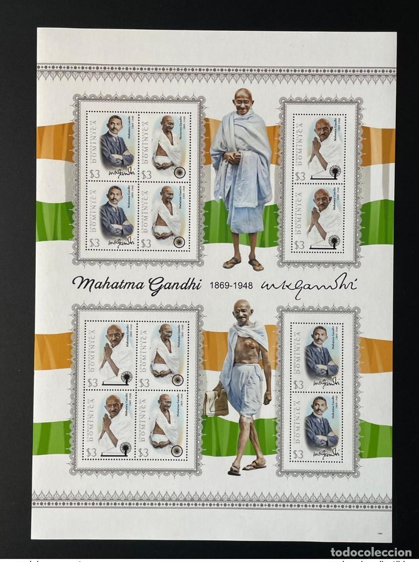Sellos: Hoja de tablero Dominica 2022 Bogen Mohandas Mahatma Gandhi India