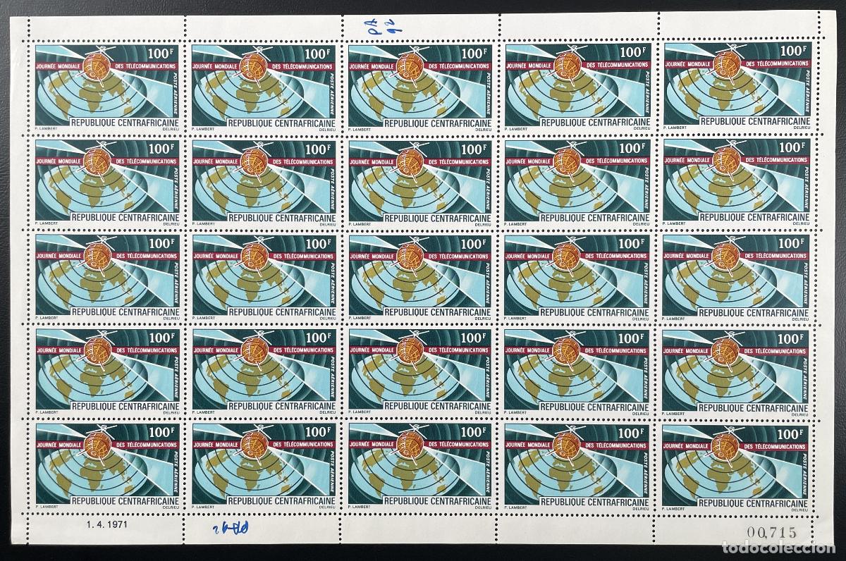Sellos: D&iacute;a mundial de las telecomunicaciones &Aacute;frica Central 1971 YT PA 92 tabl&oacute;n