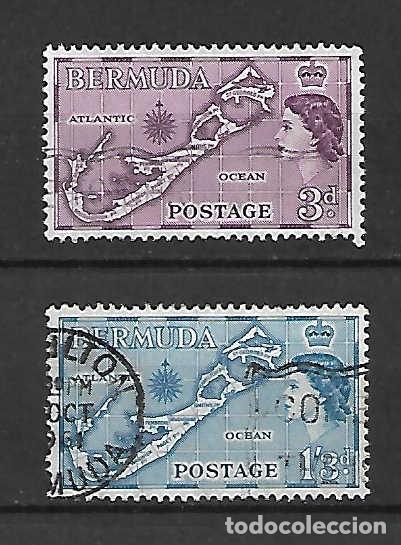 Sellos: Mapa y reina Isabel II, de Bermuda, sellos a&ntilde;o 1953/8