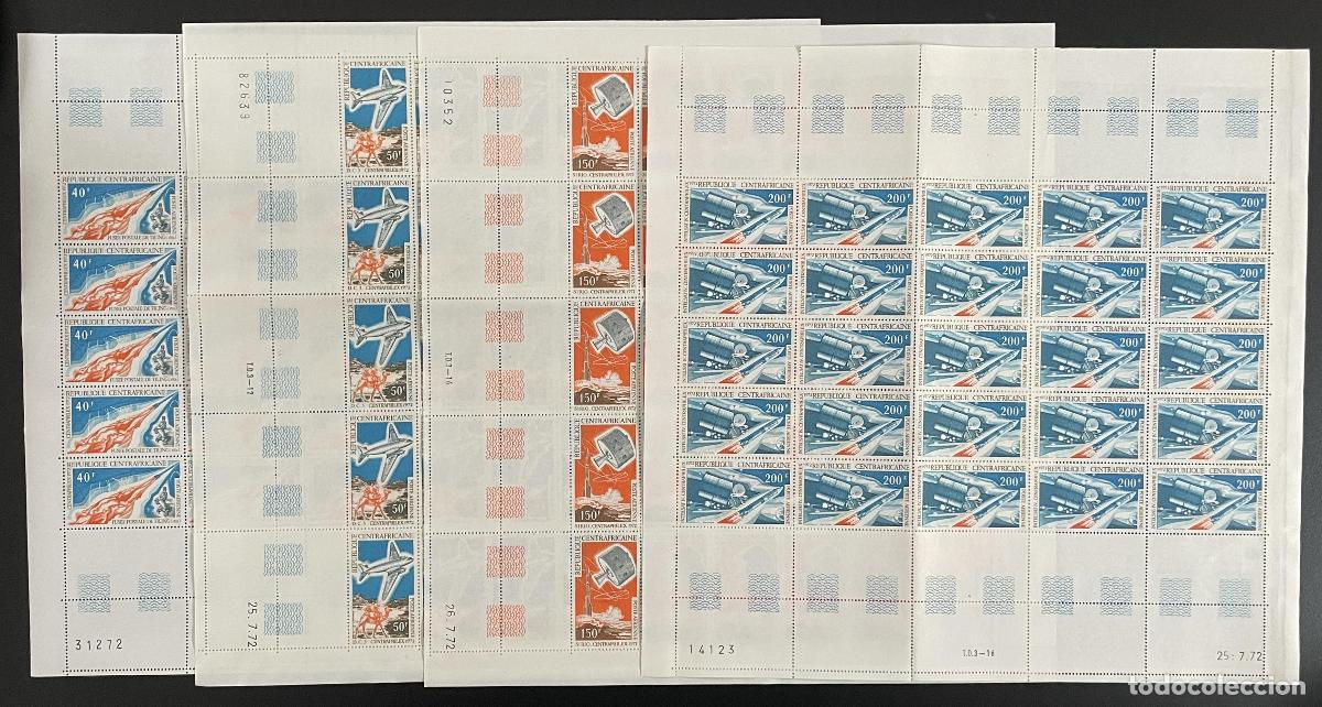 Sellos: Cohete espacial Centroafricano 1972 YT PA 100-103 tabl&oacute;n Centraphilex
