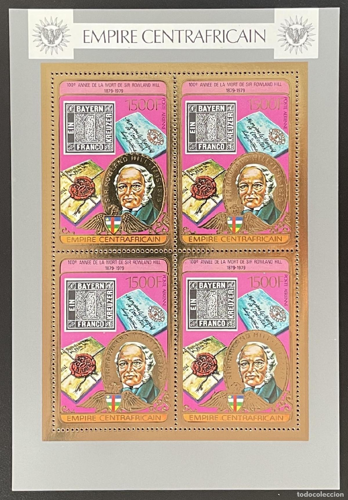 Sellos: Centroafricano 1978 YT PA 199 tabl&oacute;n Centenario de Rowland Hill post oro