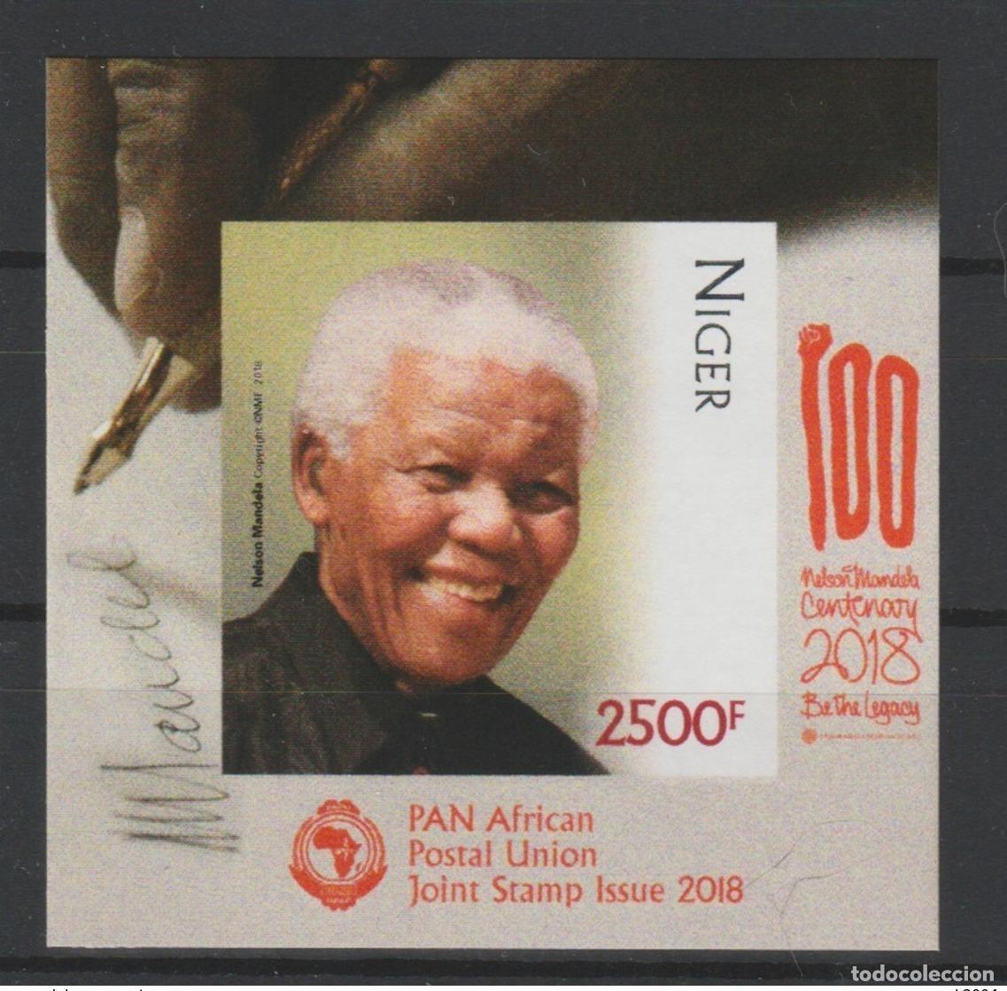 Sellos: N&iacute;ger mayo de 2018.? S/S IMPERF Edici&oacute;n conjunta PAPU Nelson Mandela 100 a&ntilde;os