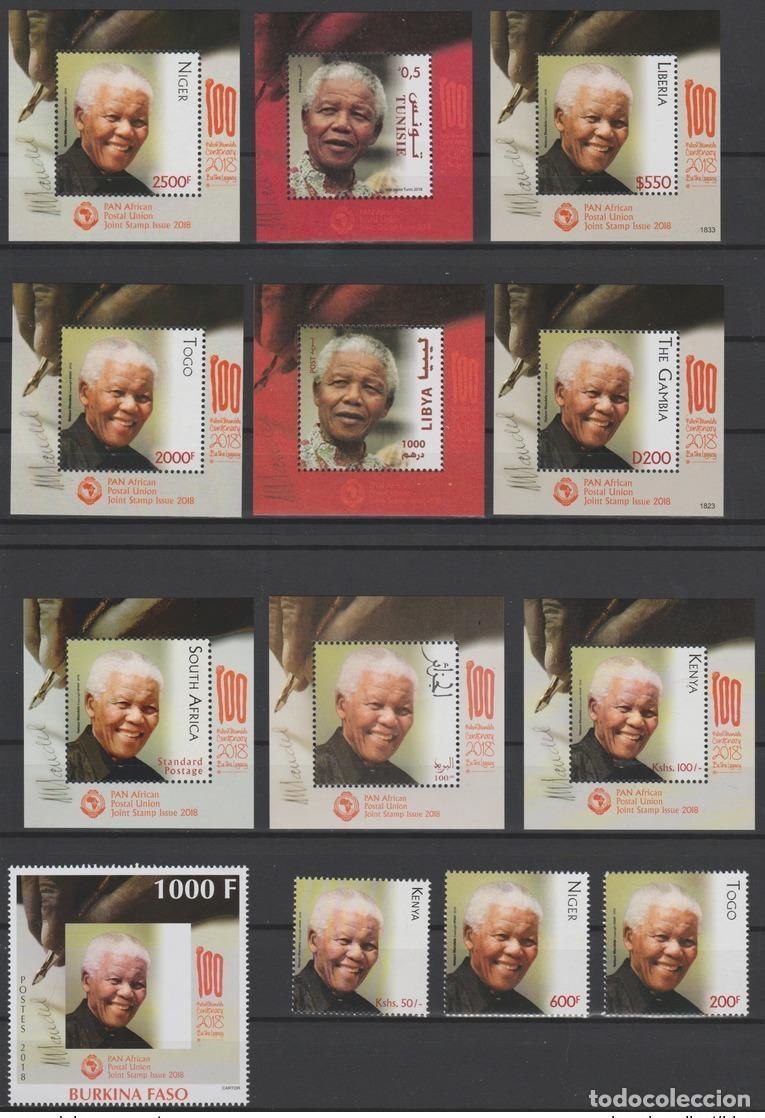 Sellos: 10 pa&iacute;ses 2018 Edici&oacute;n conjunta Uni&oacute;n Postal PANAFRICANA Nelson Mandela 100 a&ntilde;os