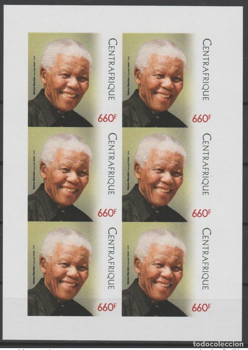 Sellos: Rep&uacute;blica Centroafricana 2018 Mi.? Edici&oacute;n conjunta de M/S IMPERF PAPU Nelson Mandela 100 a&ntilde;os
