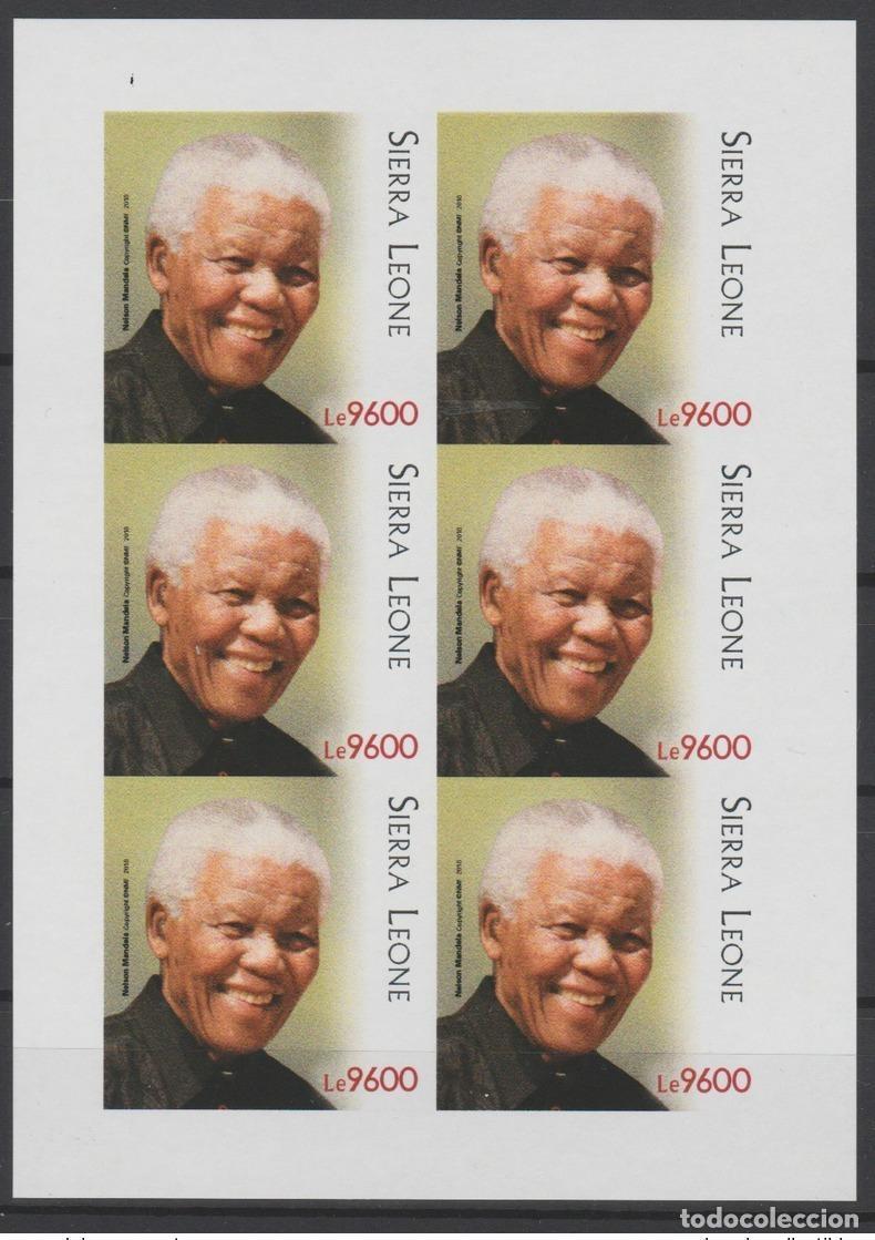 Sellos: Sierra Leona 2018 Mi.? Edici&oacute;n conjunta de M/S IMPERF ND PAPU Nelson Mandela 100 a&ntilde;os