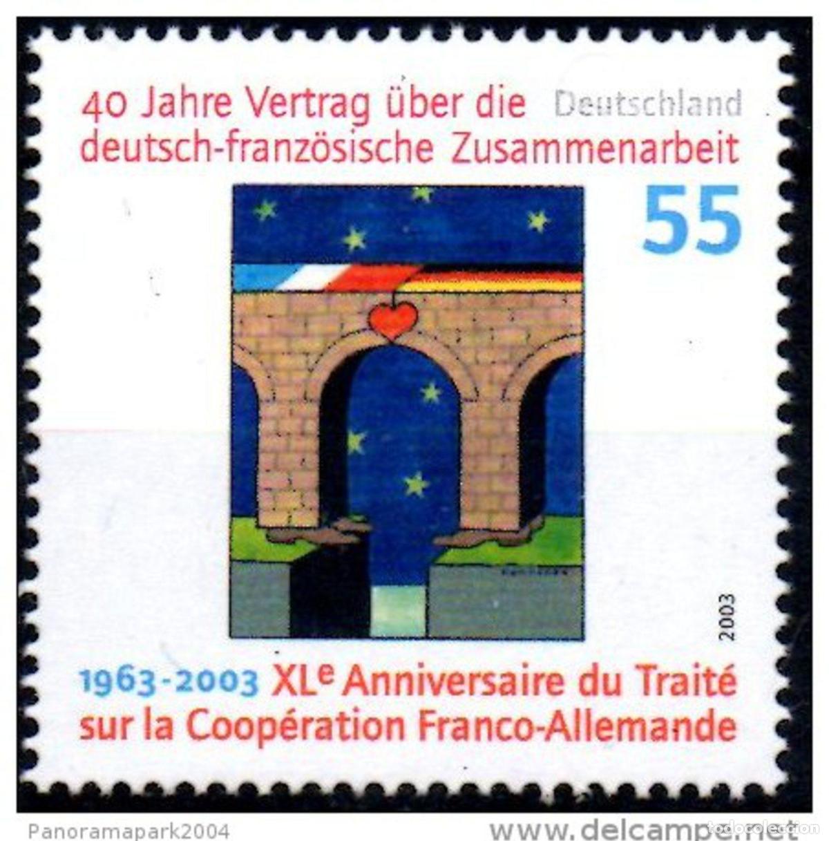 Sellos: Edici&oacute;n conjunta Francia Alemania 2003 40 a&ntilde;os del Tratado El&iacute;seo Ungerer Yvert N&ordm; 2139